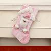 Festive Santa Claus Reindeer Christmas Stocking Pouches Pink Cartoon Roof Design with Santa Hat Scarf, Christmas Decorations