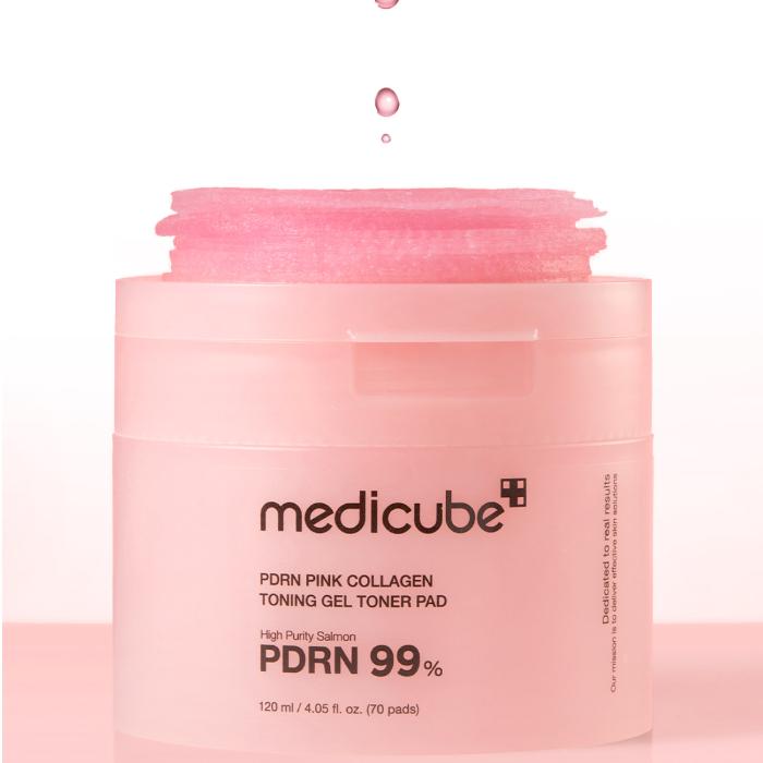 Medicube PDRN Růžový kolagenový tonizační gelový tonerový polštářek 120 ml (70 polštářků) (3 Možnosti)