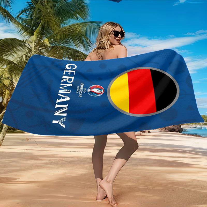 Asciugamano da Spiaggia in Microfibra Stampato con Emblema del Calcio Tedesco, Morbido e Assorbente, Asciugatura Rapida, Ideale per Viaggi Estivi, Essenziale per la Spiaggia, Piscina