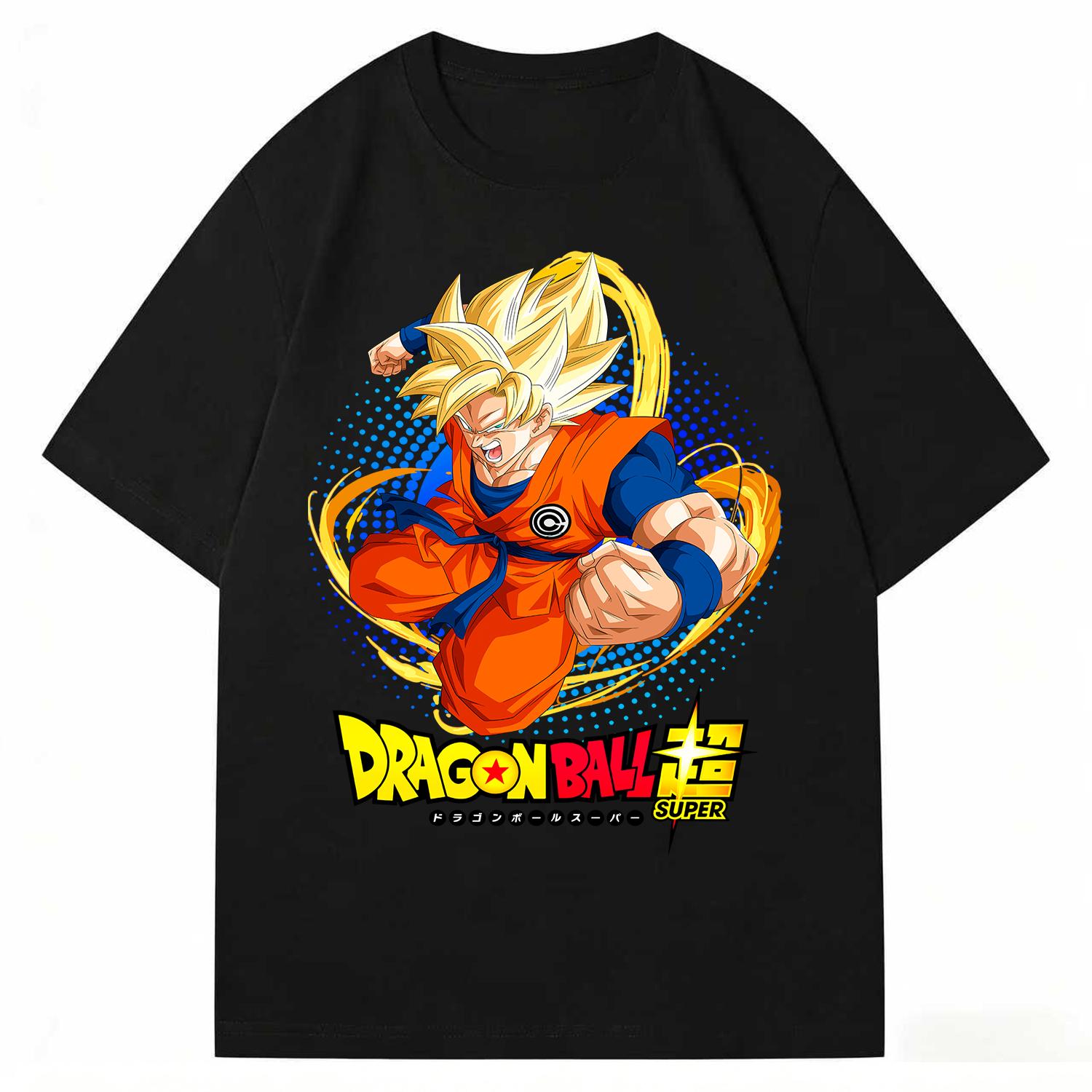 

Dragon Ball Super Son Goku Super Saiyan TShirt Anime Graphic Print Pure Cotton Crew Neck Casual High Street Tops For Men Women S