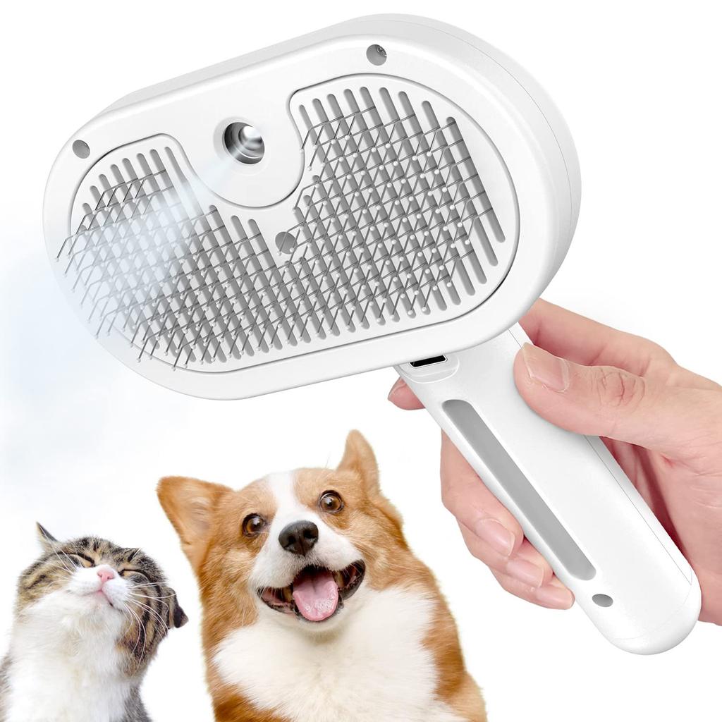 Best Selling 3-in-1 Stainless Steel Steamy Cat Brush Pet Dog Combs for Effective Massage & Hair Removal Grooming