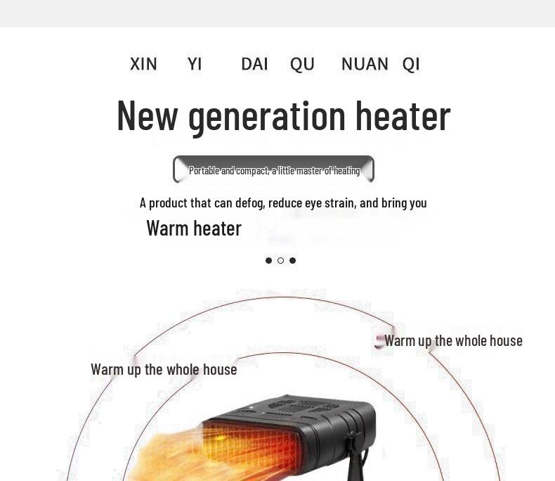 Wireless Rechargeable Fan Heater: Outdoor, Hand Warmer, Three-Wheeled Car Defogger.