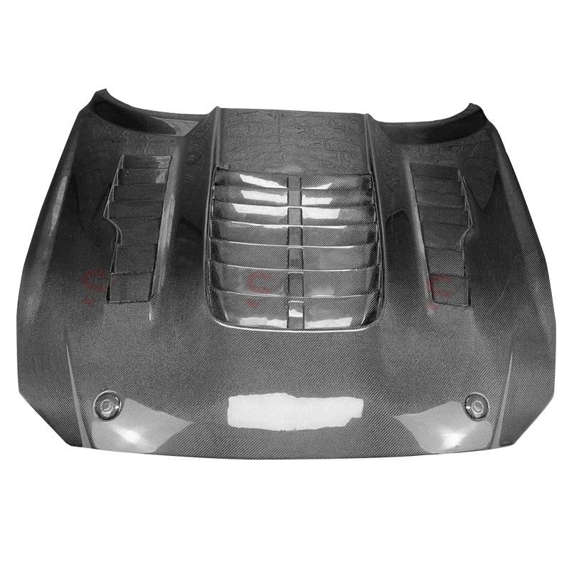 Compatible Carbon Fiber Hood for 2015-2017 Ford Mustang, GT500-Style Modification.