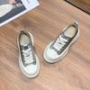 2025 autumn new muffin thick-soled heightening casual canvas shoes women's sports little white shoes board shoes campus wind front lace-up