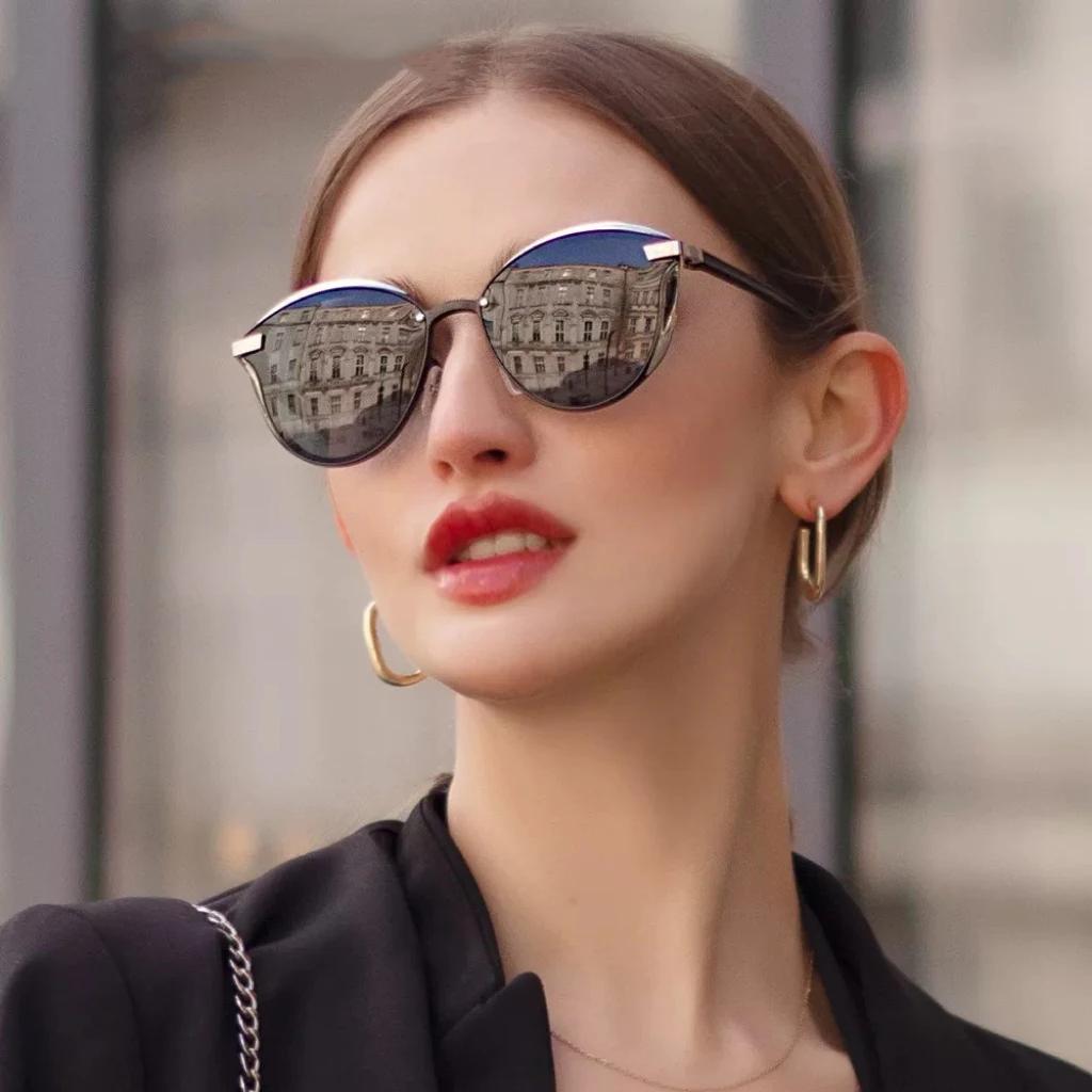 Velké Cat Eye sluneční brýle Dámské Pro muže Vintage sluneční brýle Luxusní značka Designové Punkové Populární Kovové Cestovní brýle UV400