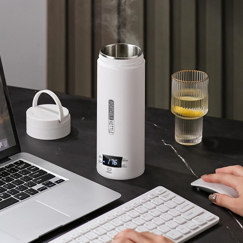 500ML Anti-Verbrühungs-Thermosflasche Tragbar Schnellkochende Flasche mit Temperatureinstellungen 304 Edelstahl für Haushalt Büro