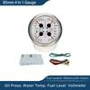 ELING Waterproof 85mm 4 In 1 Gauge Oil Pressure Water Temp Fuel Level Voltmeter with Light Alarm for Car Boat Yacht