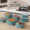 Lightweight Double-layer Plastic Compartmentalized Lunch Box for Student Meals. Microwaveable. Comes with Dipping Sauce Container.