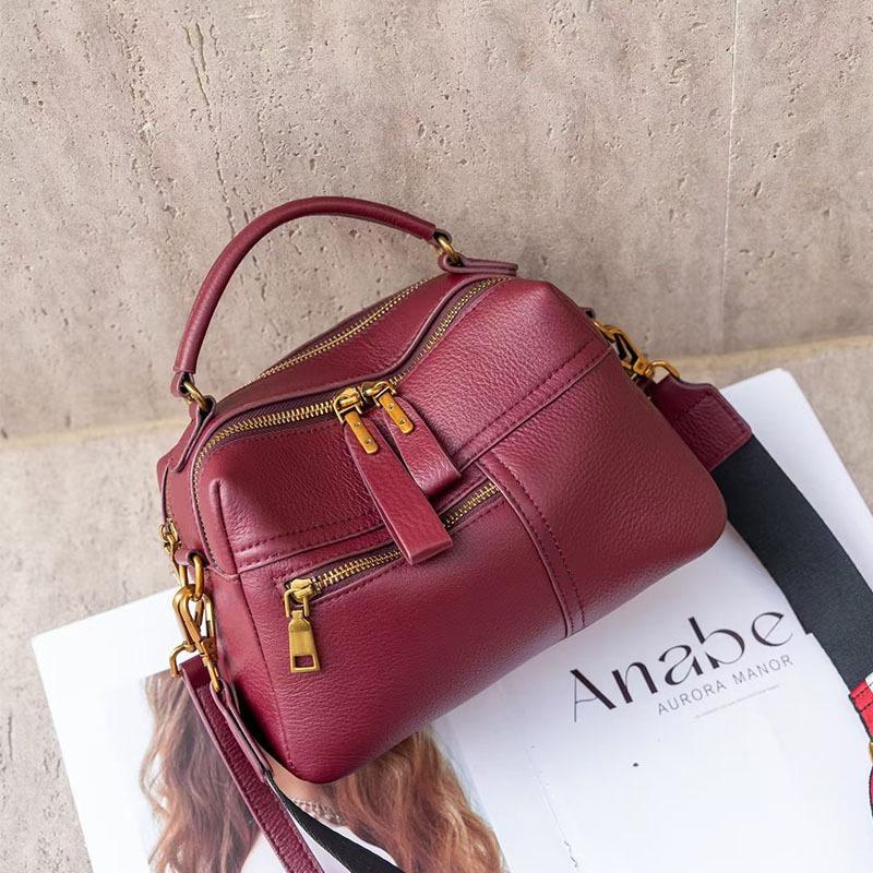 Echtleder Damen Tasche Große Kapazität Einzelne Schulter Brötchen Oberste Schicht Rindsleder Mama Tasche Pendlertasche Alles
