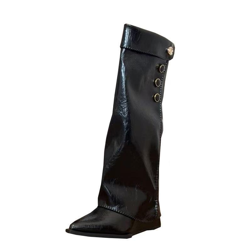 2026 Autumn/Winter New White Women's Pointed Slope Can't Keep Up with Knee High Heels Long Boots