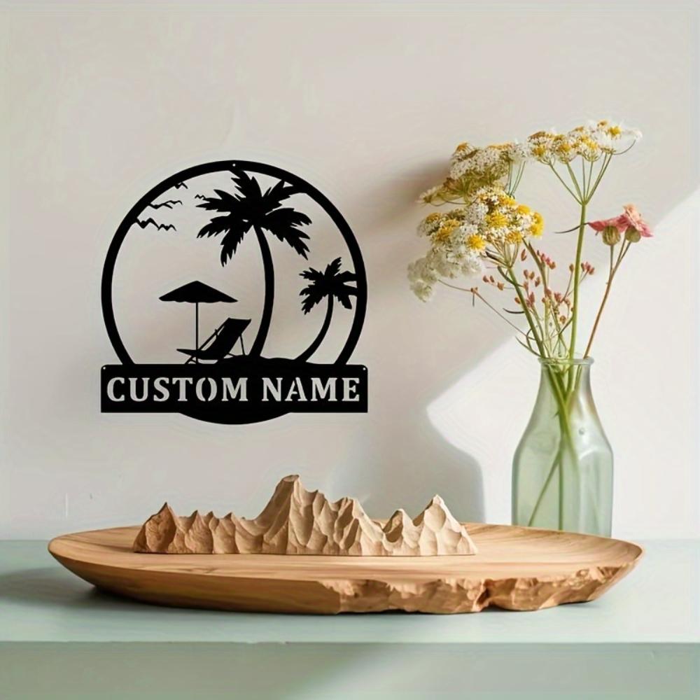 Vintage Bohemian Palm Tree Metal Sign Wall Art Decor for Indoor Outdoor Use