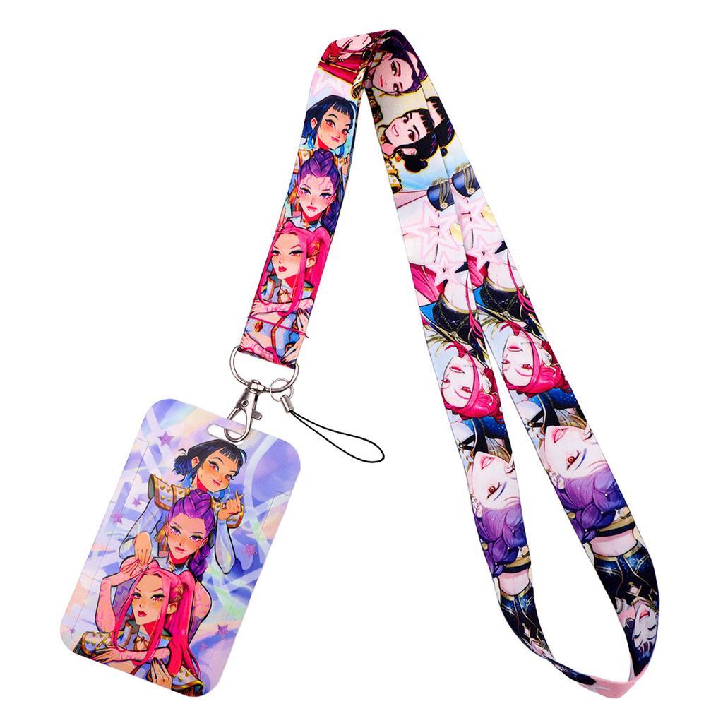 Lanyard con Ciondolo Gruppo Ragazze Demoni Kpop Portachiavi per Auto Portatessere Fan Kpop Portachiavi per Cellulare Portabadge Gioielli Regalo per Fan