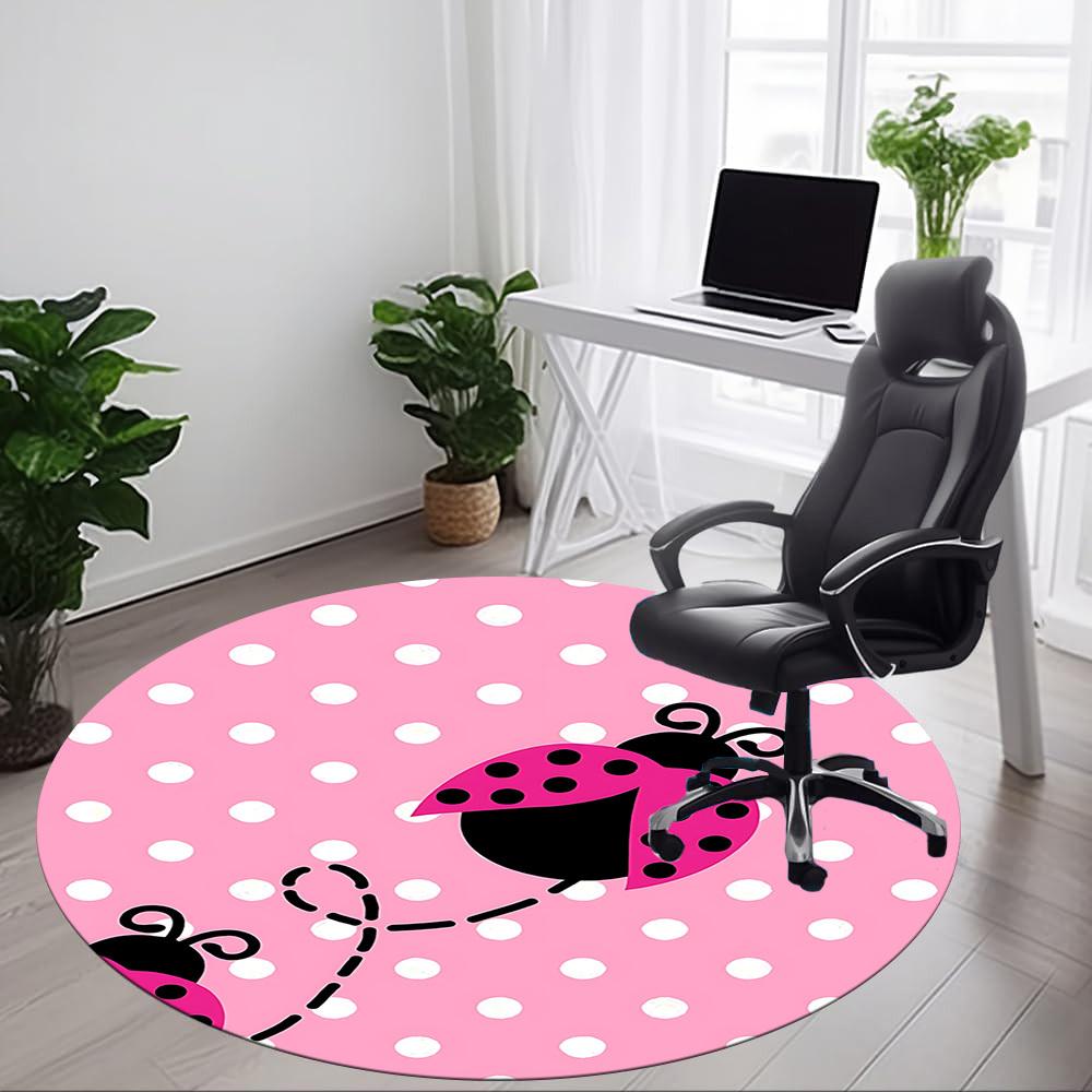 1pc Ladybug Polka Dot Office Round Rug, Non-slip, Soft and Durable Office Rug for Interior Decoration, Perfect for Office, Beautiful Decoration Yy2603