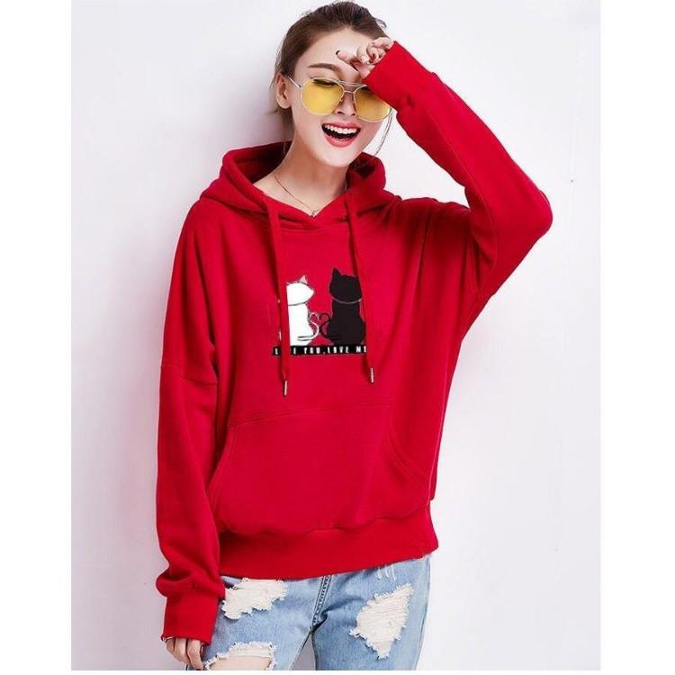 Women Casual Winter Hoodies Baggy Pullover Sweatshirt Tops Perfect DLWomen Cat Jumper Aominuo