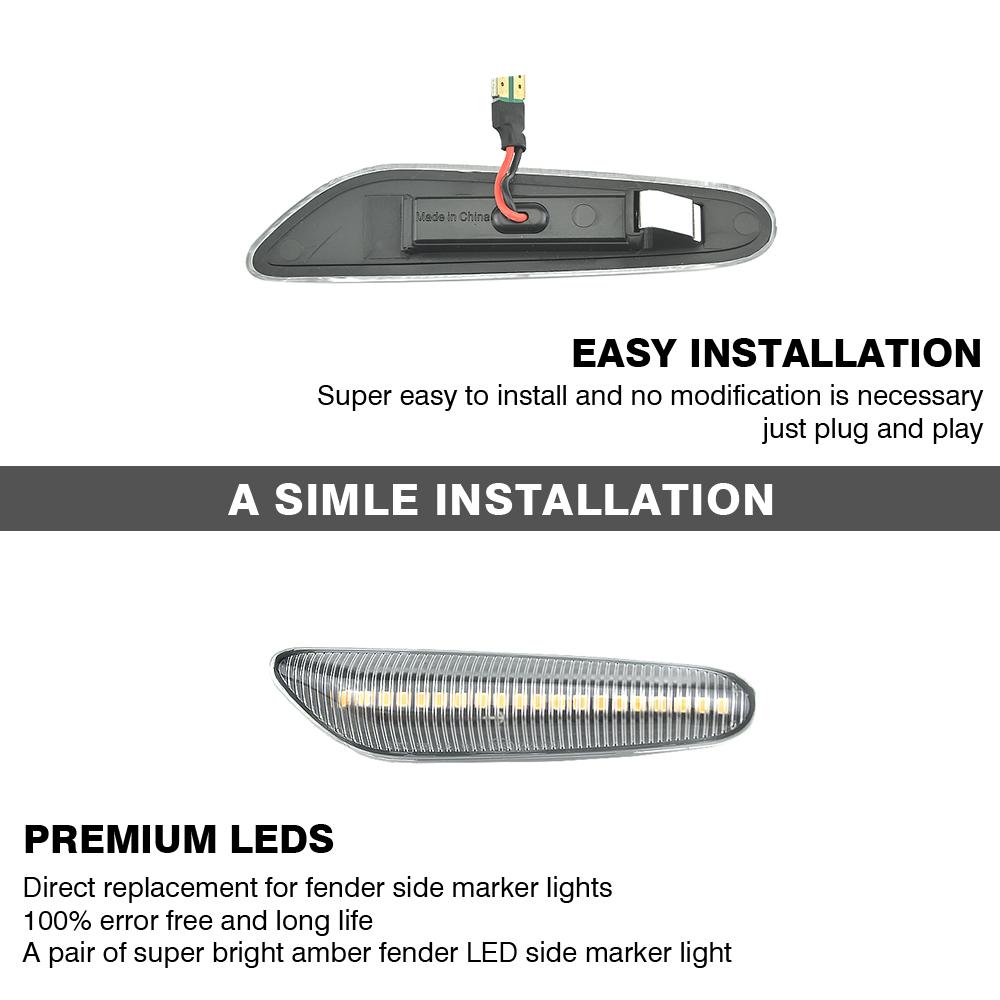 2X For BMW E60 E61 E90 E91 E87 E81 E83 E84 E88 E92 E93 E82 E46 1 3 5 Series X1 X3 2004 2010 Dynamic LED Fender Light Side Marker