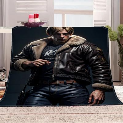 Anime Blanket for Sofas Leon Kennedy Microfiber Bedding Thin Wadding Blanket Throw Bed Blankets & Throws Fluffy Plaid Cobija