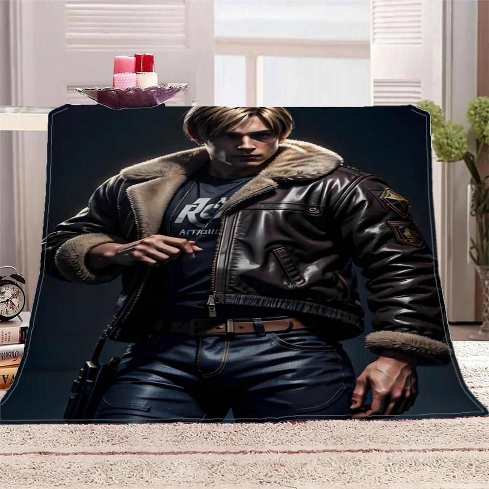 Anime deka na pohovky Leon Kennedy Mikrovlákno Ložní prádlo Tenká vatelínová deka Přehoz Postelové deky & Přehozy Nadýchaná kostkovaná Cobija