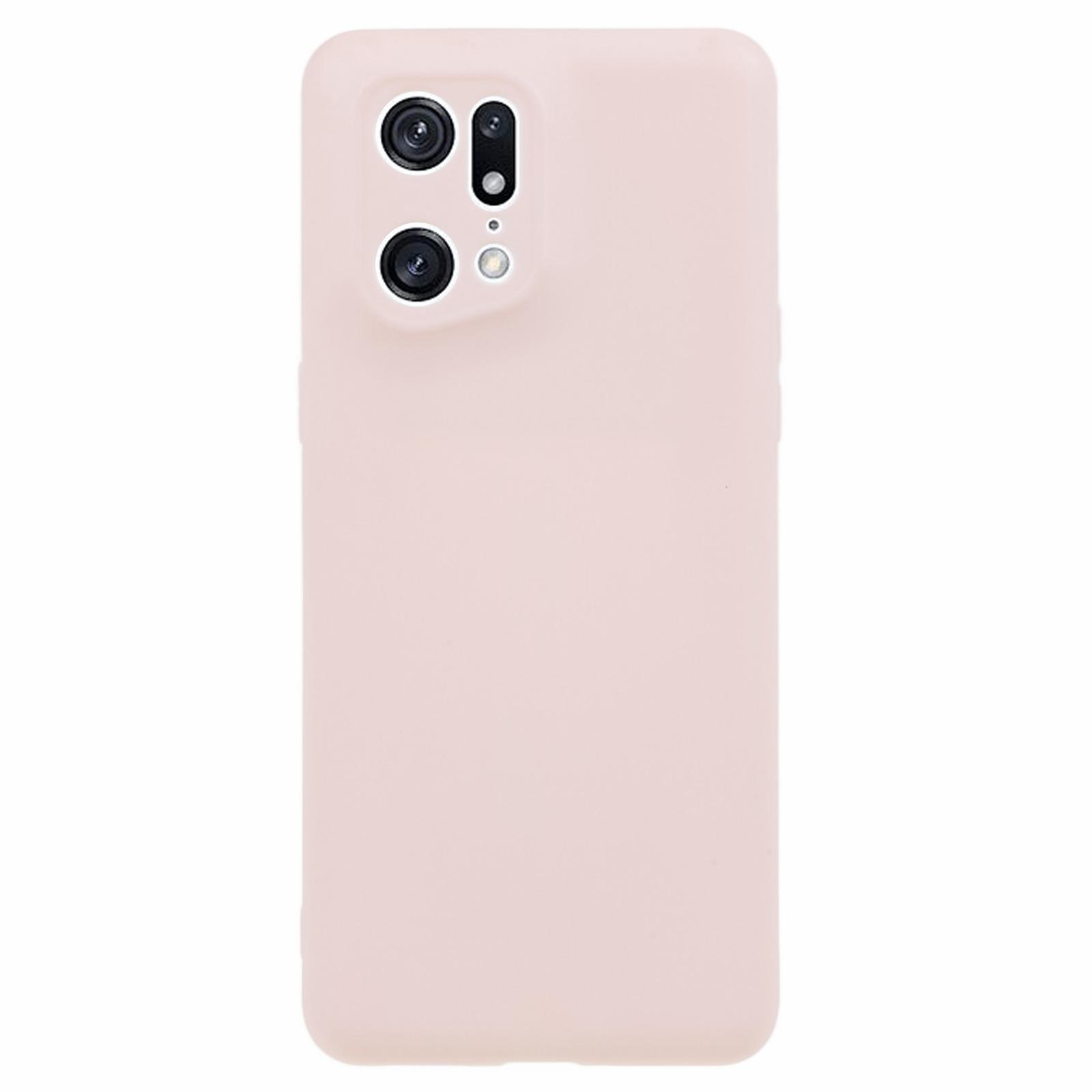 

For Oppo Find X5 Pro Candy Color Glossy Phone Case Precise Cutout Glossy TPU Phone Cover Light Pink