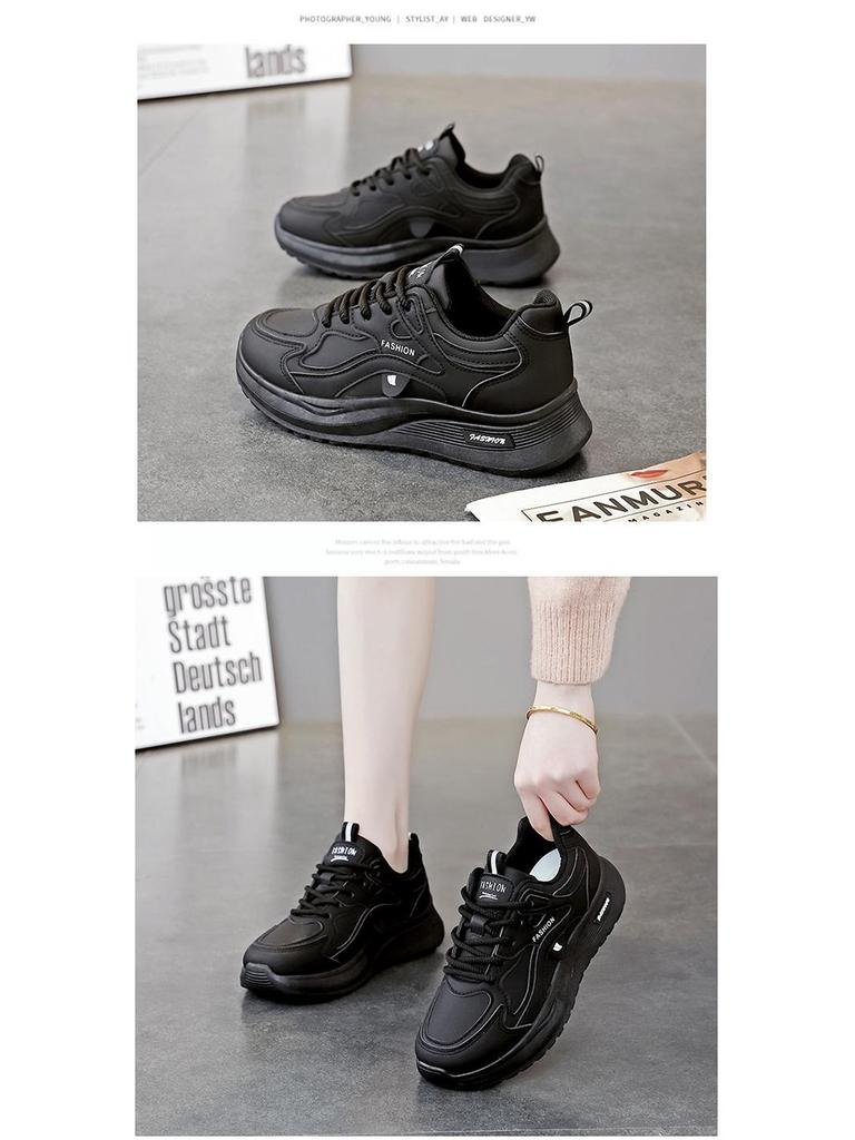 Women's Non-Slip Waterproof Kitchen Work Shoes - Versatile Black Chef Sneakers