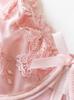 Pink Mesh Embroidered Corset Lingerie: Sexy Bandeau with Fishbone Detailing