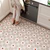 Retro Kitchen Floor Mats Floral Pattern PVC Rug Waterproof Oil-proof Carpet Easy To Clean Anti-fouling Door Mat Can Be Cut