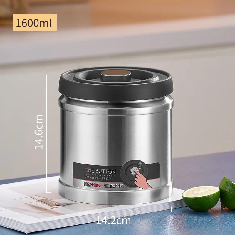 Vacuum Sealed Jug Coffee Beans Stainless Steel Airtight Container Kitchen Food Grains Candy Keep Fresh Storage Jar
