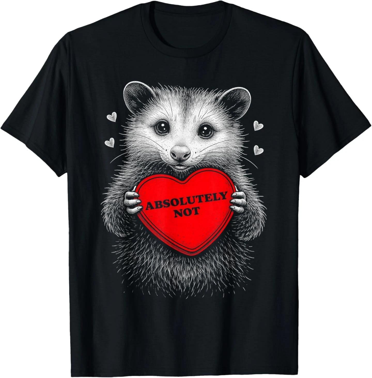 Funny Opossum Absolutely Not Anti Valentine Heart Raccoon T-Shirt S