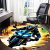 1pc Motorbike Rider Office Round Area Rug, Indoor Mat Suitable ForOffice, Under Office Chairs Bedroom Living Room Home Decor, Room Deco T080