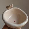 Bain d'oiseaux extérieur Bain d'oiseaux en résine avec ornement d'oiseau Décoration de bol d'arrosage et de nourriture pour oiseaux pour jardin extérieur Cour Patio