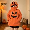 Halloween Pumpkin Hoodie Women Oversized Hoodie, Fall Long Sleeve Hooded Loose Fit Sweatshirt with Pocket, Jack-O-Lantern Holiday Costume Pullover Top