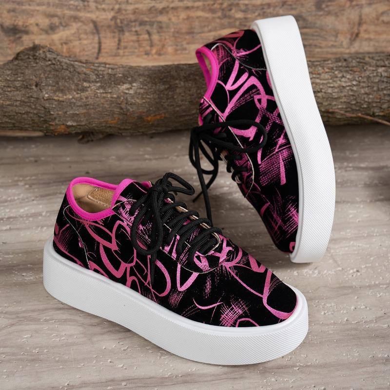 Fashion Women's Shoes 2025 Front Lace-up Women's Vulcanize Shoes Hot Sale Color Matching Head New Plus Size Comfortable Casual Shoes