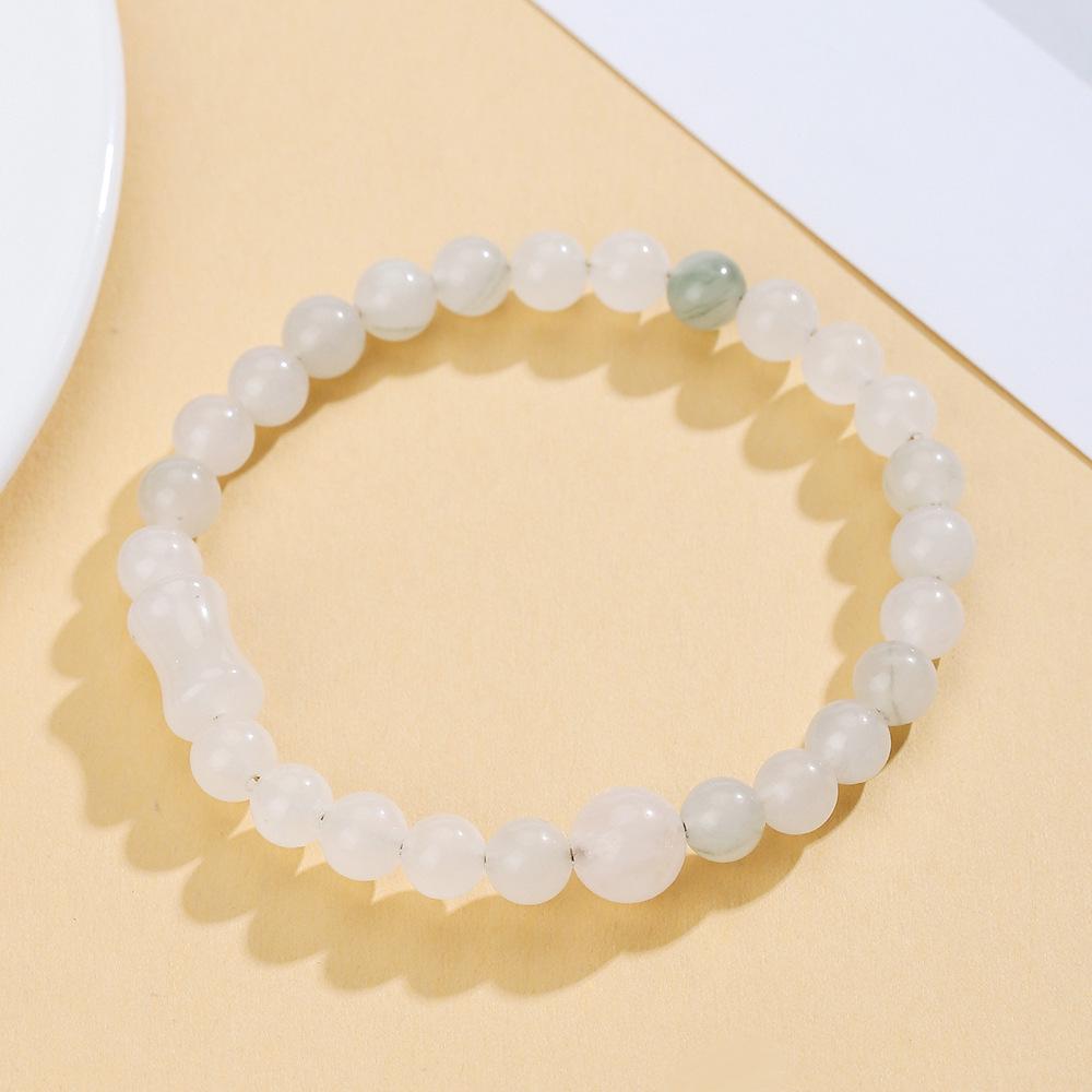 Tianshan Jade Bamboo Bead Bracelet - Fashionable DIY Crystal Jewelry for Girls