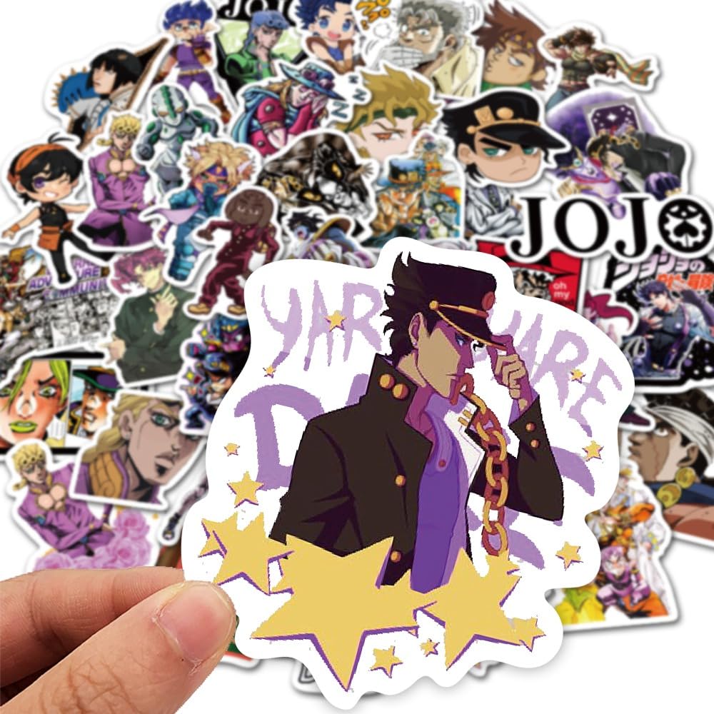 Set of 50 Bizarre Adventure Cute Anime Waterproof Cute and Stylish Cartoon DIY Stickers for Water Cell Sticker Diary Stationery JoJo's Stickers,