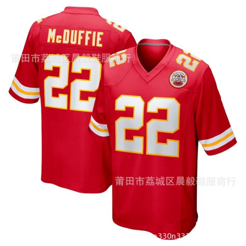 Kansas City Chiefs NFL Koszulka Piłkarska Mahomes 15 Kelce 87 Haftowana Bawełniana Męska Koszulka Sportowa Drużynowa