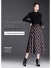 Spring 2026 High-Waist Grid Pleated A-Line Midi Skirt