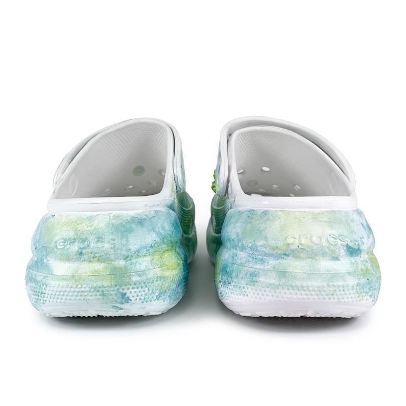 Crocs Crush Clog Ink Colour Spring Fresh National Style Shoe Flower Gift Box Hole Shoes Unisex White and Green
