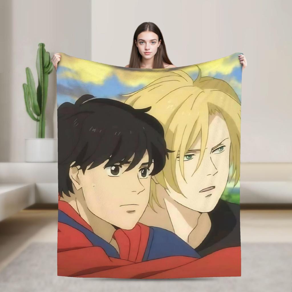 Banana Fish Anime Merch Blanket Warm Cozy Fluffy  Throw Blankets for Sofa 50x60 Inches Multi-size Bedspread