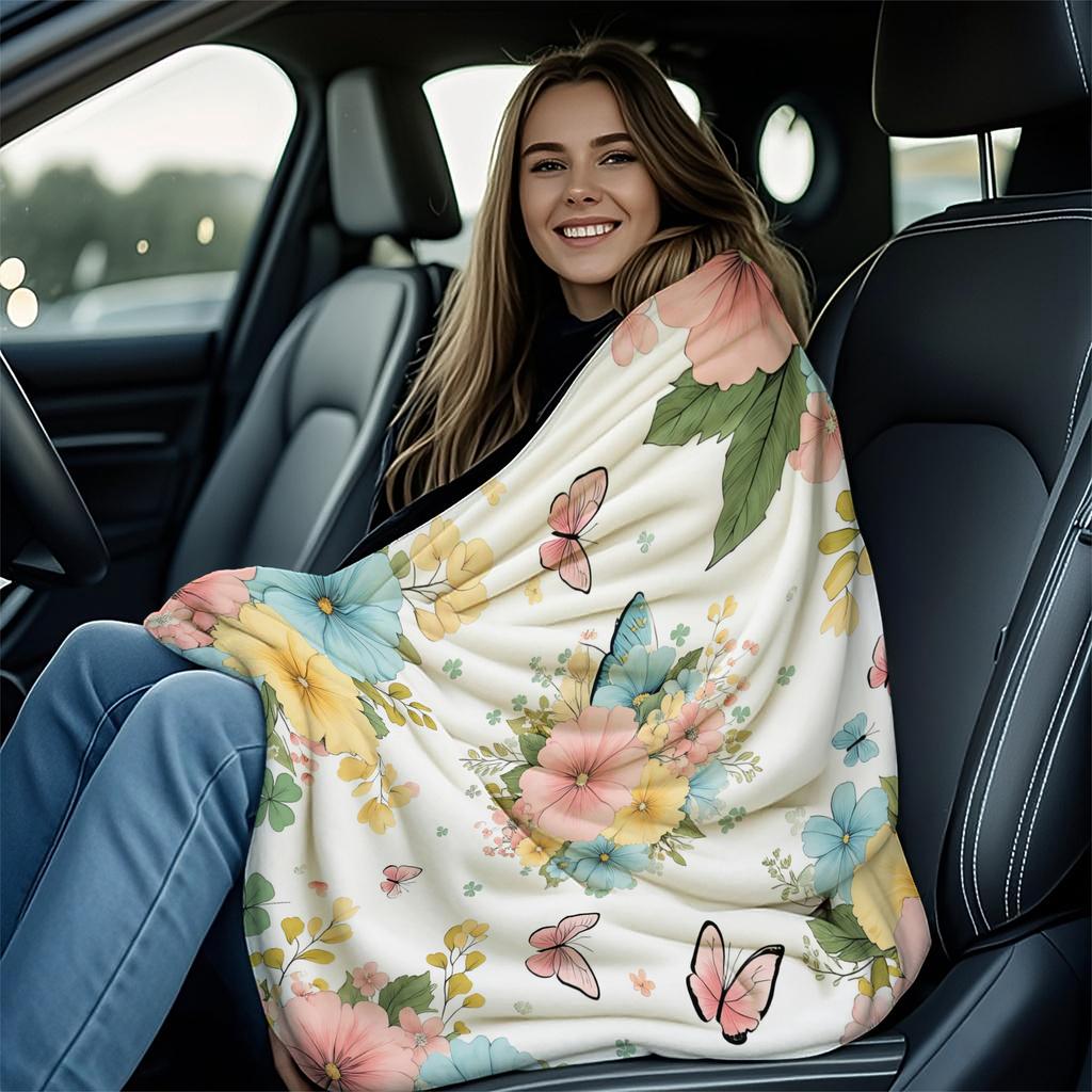 Sweetheart Floral Series Print Fleece Throw Blanket for Adult Quality Super Soft Warm Universal Blanket for Travel Office Home