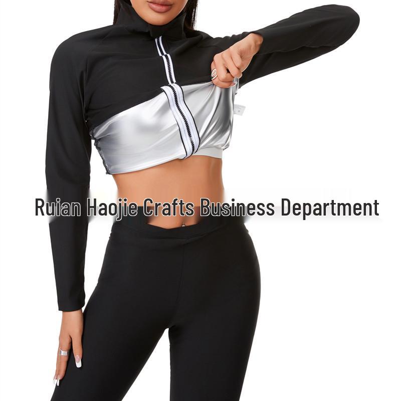 European-American Sauna Suit: Abdominal Control Yoga Sweat Set, Plus Size Waist Sculpting, Stand Collar Body Shaping Outfit