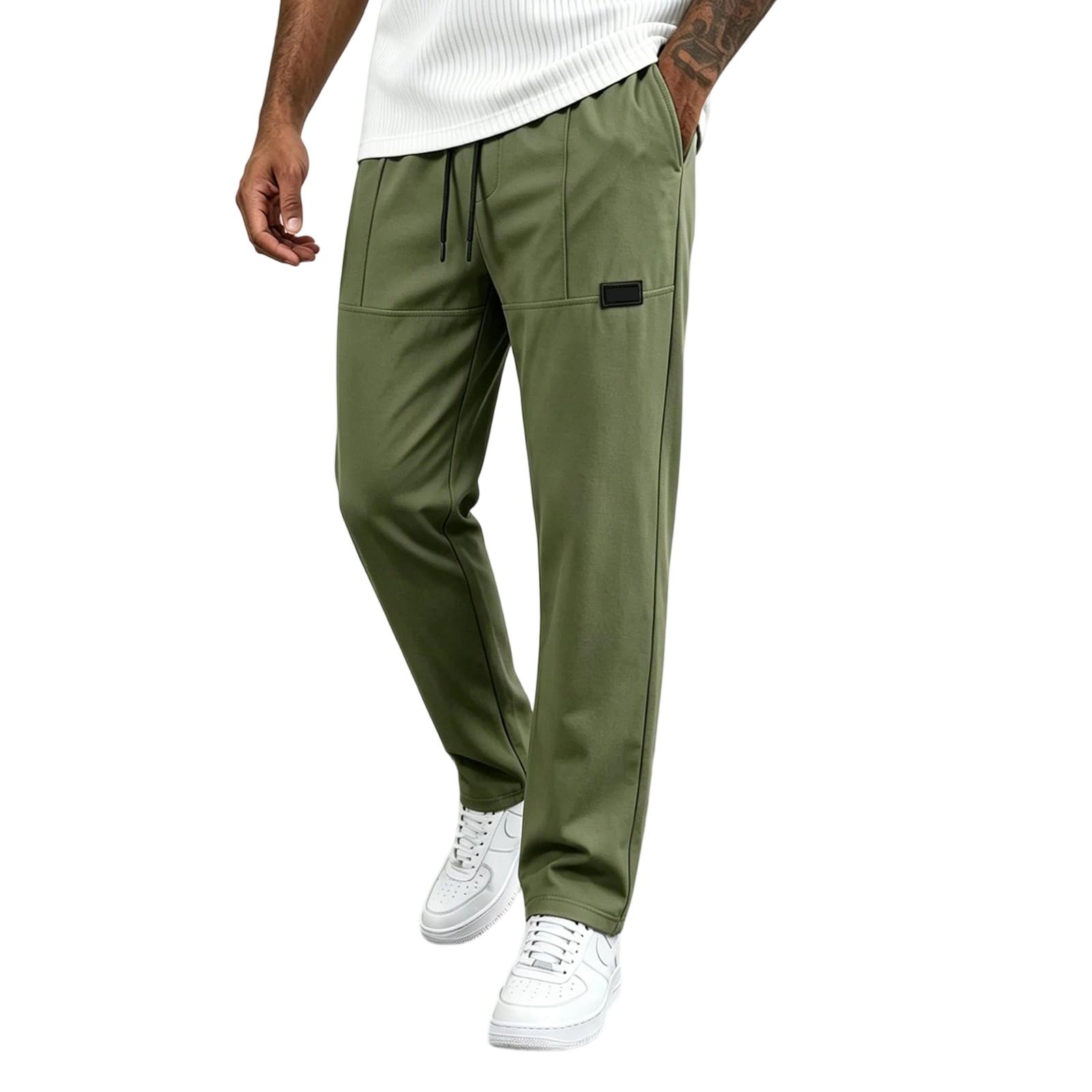 Herren Farbe Sportliche Jogginghose mit Kordelzug Elastischer Bund - Atmungsaktiv Bequem Gerade Beine Lässige Hose M armee grüne