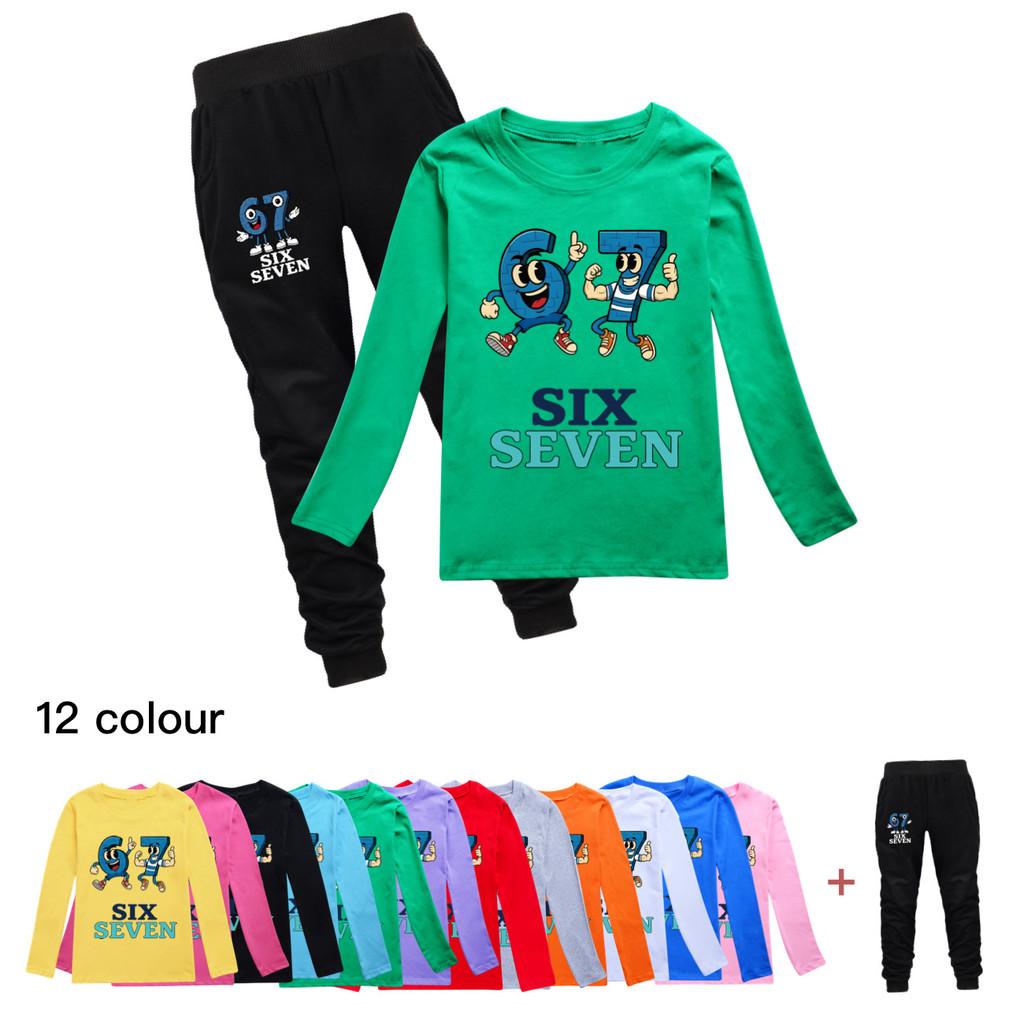 5225 Kinder Jungen Mädchen Steal a Brainrot 67 Print T-Shirt Hose Kleidung Set