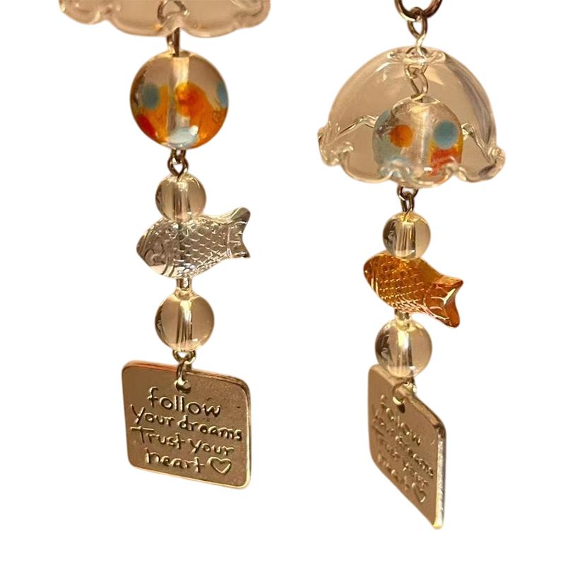 Transparenter Glas-Schlüsselanhänger Niedlicher Goldfisch Windspiel Anhänger Schlüsselring Handy-Lanyard
