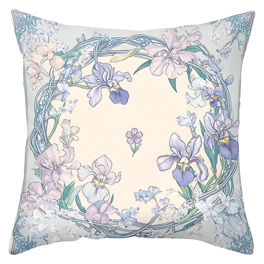 2D flat printing Floral Patterned Throw Pillows With Butterfly Design Polyester pillowcase, sofa decorative cushion cov