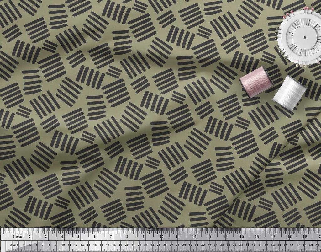 Soimoi Material Satin Crep Verde Japonia Imprimeu Abstract Pensulă Material de Cusut metri 42 Inch