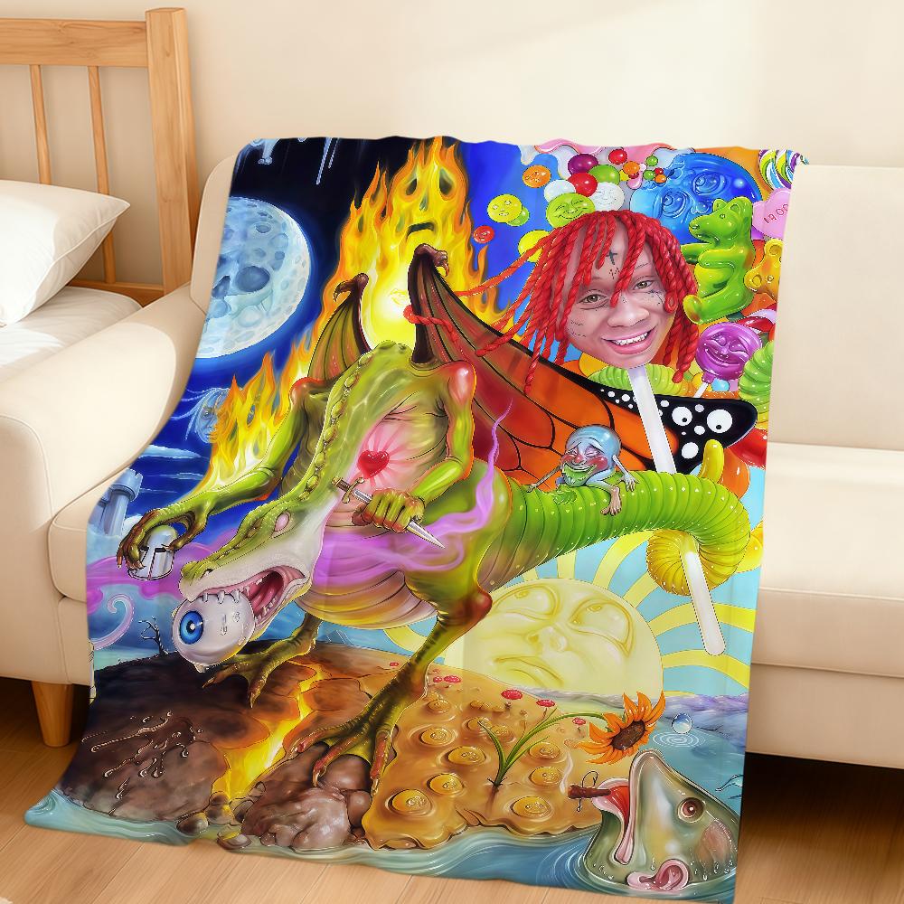 Singer Cool Pop Art T-Trippie R-Redd Flannel Soft Warm Plush Blanket Sofa Living Room Pet Hogar Bedroom Gift Home Car Portable