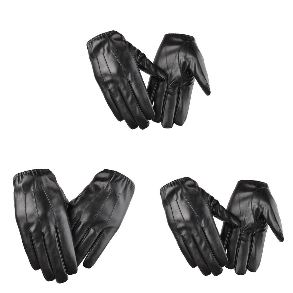 Pu Leather Mens Touchscreen Warm Gloves For Winter Driving Commuting