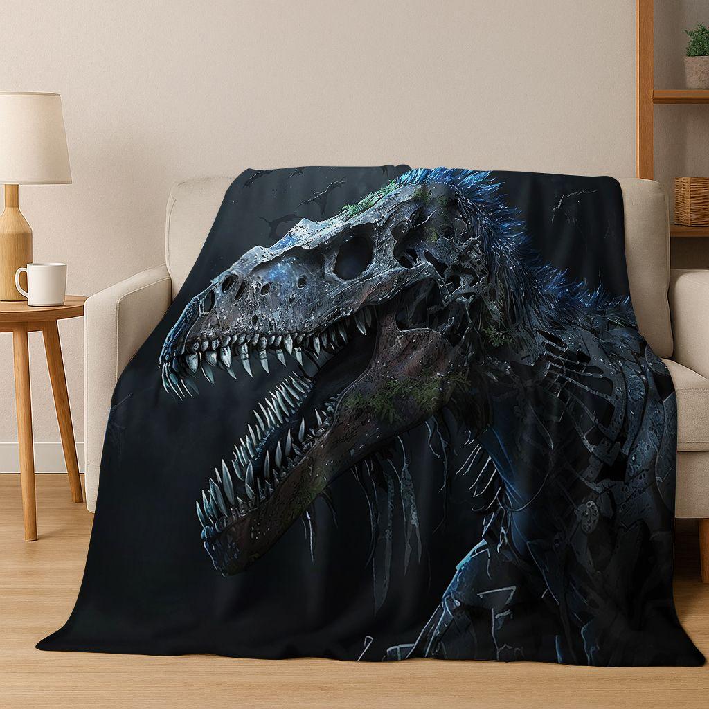 Ancient Creatures Dinosaur Ammonite Fossil Art Flannel Blanket,Cozy Soft Throw Blanket for Home Bedroom Bed Sofa Cover Gift Kid