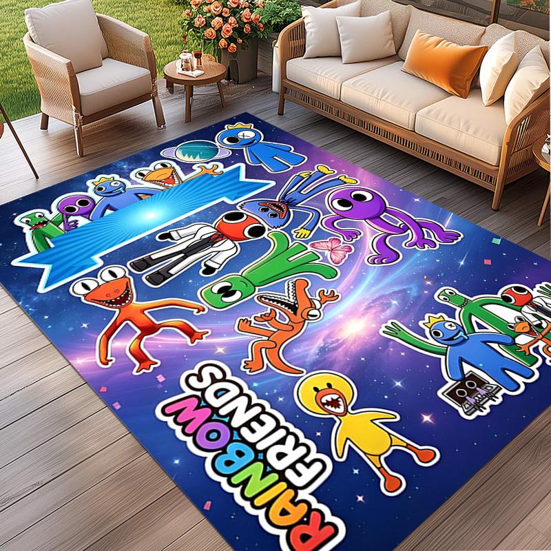 Game Rainbow Friends Print Rug, Washable Floor Carpet, For Entryway Dorm Laundry Room Office Study, Home Decor Birthday Christmas Gift