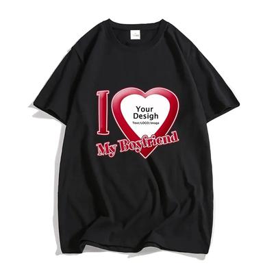DIY Ich liebe meinen Freund Freundin T-Shirt Für Herren Damen Benutzerfoto Kurzarm T-Shirt Tops Anpassen T-Shirt