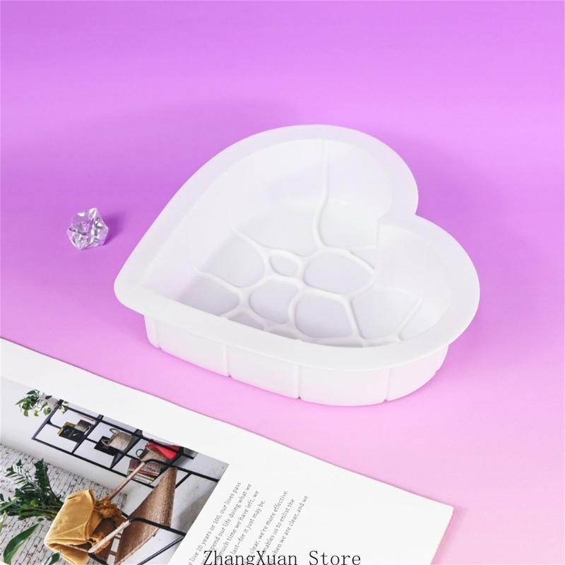 3XUF Crack Heart Silicone Molds Mousses Cake Mould Making Soap Molds